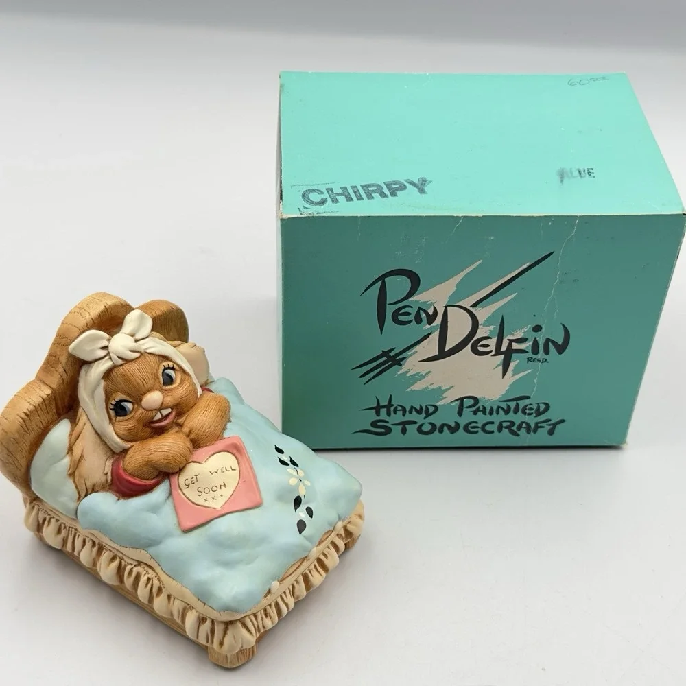 Vtg Pendelfin‎ Rabbits CHIRPY Get Well Soon Bunny Doreen Noel Roberts DNR Box